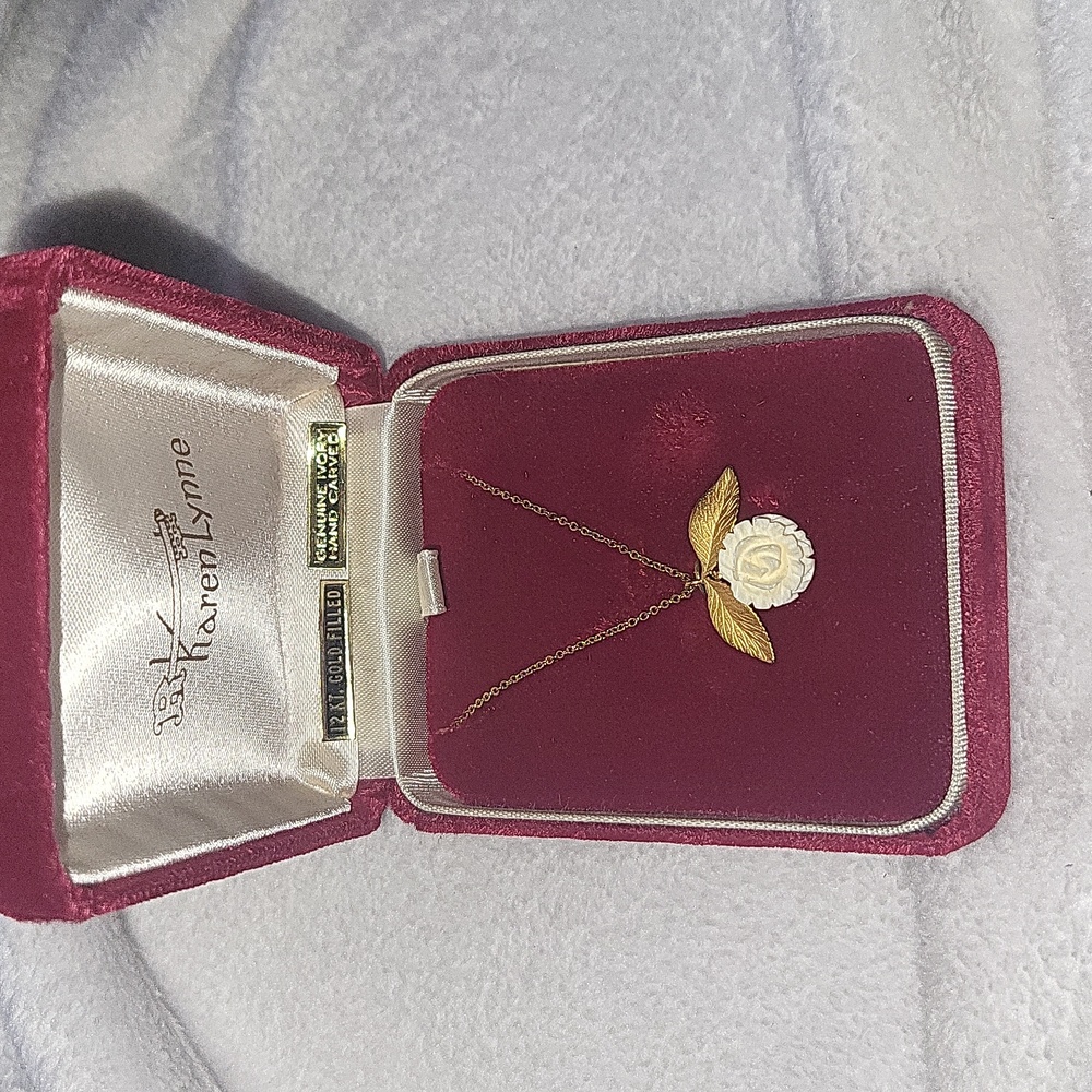 Karen Lynne Necklace 12KT. Gold filled, genuine ivory hand carved.